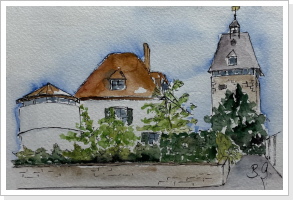 Poststraße (Colorierte Skizze 24 x 30 cm) - 80€ Poststraße (Colorierte Skizze 24 x 30 cm) - 80€