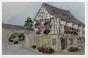 Gerberhaus (Colorierte Skizze 24 x 30 cm) -80€ Gerberhaus (Colorierte Skizze 24 x 30 cm) -80€