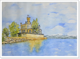 Langenargen - Bodensee (Colorierte Skizze, 60x50 cm) - 150 € Langenargen - Bodensee (Colorierte Skizze, 60x50 cm) - 150 €