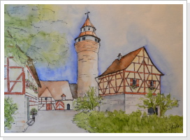 Nürnberg - Kaiserburg (Colorierte Skizze, 50x60 cm) - 150 € Nürnberg - Kaiserburg (Colorierte Skizze, 50x60 cm) - 150 €