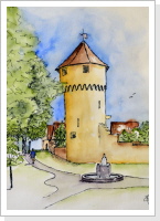 Simmelturm - Bretten (Colorierte Skizze, 60x50 cm) - 190 € Simmelturm - Bretten (Colorierte Skizze, 60x50 cm) - 190 €