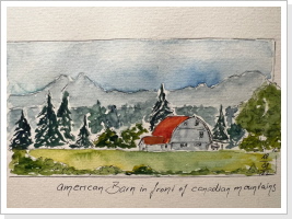 Scheune - colorierte Skizze