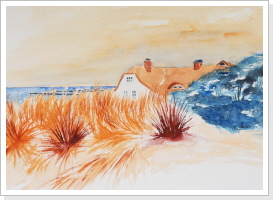 Haus in den Dünen - Aquarell
